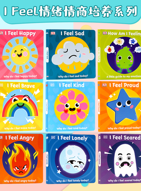 dk儿童情绪管理 I Feel 系列英文原版绘本 First Emotions 表情包 I Feel Angry Happy Proud Sad Brave 我感到高兴沮丧骄傲纸板书