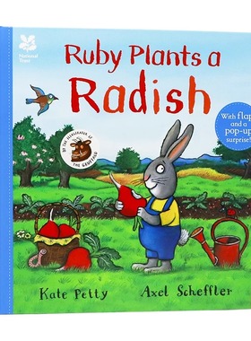 露比种萝卜英文原版 National Trust Ruby Plants a Radish 自然生态科普启蒙绘本 咕噜牛作者Axel Scheffler 儿童精装立体翻翻页