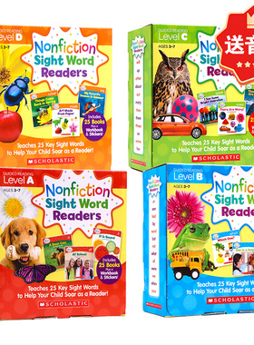 Scholastic学乐出品 英文入门关键字词ABCD阶4盒100册全套英文原版Nonfiction Sight Word Readers高频词读物科普科学绘本自然拼读