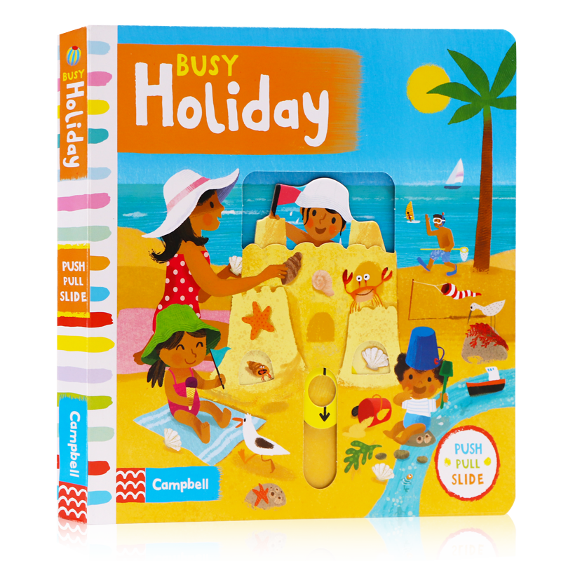 busy系列忙碌的假日 busy holiday 繁忙的假日 英文原版绘本 推拉滑动