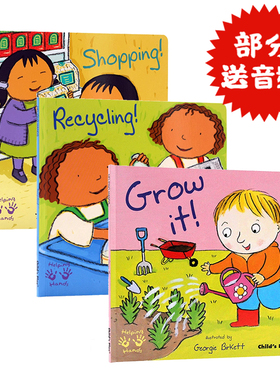 英文原版绘本Helping Hands 小帮手系列3册合售Clean It 清洁Grow it成长Fix it修理Shopping购物Recycling 环保child's play