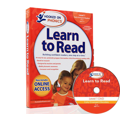 现货 英文原版正版Hooked on Phonics Learn to Read Pre-K Level 1带DVD儿童英语学习儿童自然拼读教材迷上语音系列语音学习
