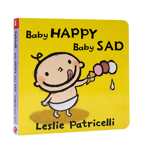 现货小毛孩系列 Baby Happy Baby Sad开心难过 英文原版绘本培养宝宝行为习惯系列纸板书 反义词名家Leslie Patricelli0-3岁一根毛