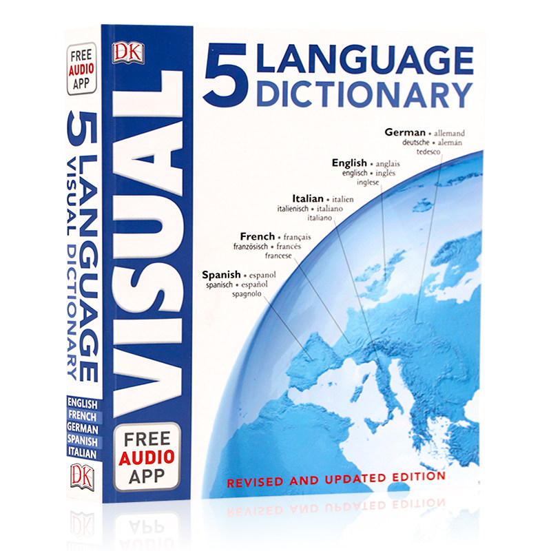 DK 5种语言视觉图解词典 5 Language Visual Dictionary进口英文原版 德语法语英语意大利西班牙语5种语言图解词典 语言学习工具书
