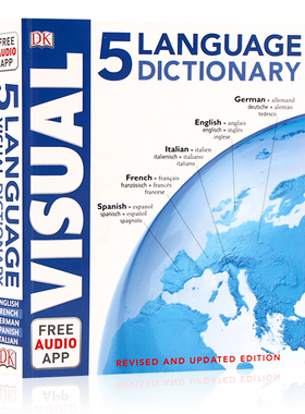 DK 5种语言视觉图解词典 5 Language Visual Dictionary进口英文原版 德语法语英语意大利西班牙语5种语言图解词典 语言学习工具书
