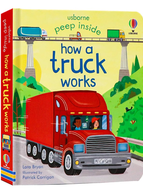 Usbrone卡车的工作原理 偷偷看里面揭秘系列 Peep Inside how a truck works 英文原版绘本 科普百科翻翻书 英语读物 洞洞纸板书