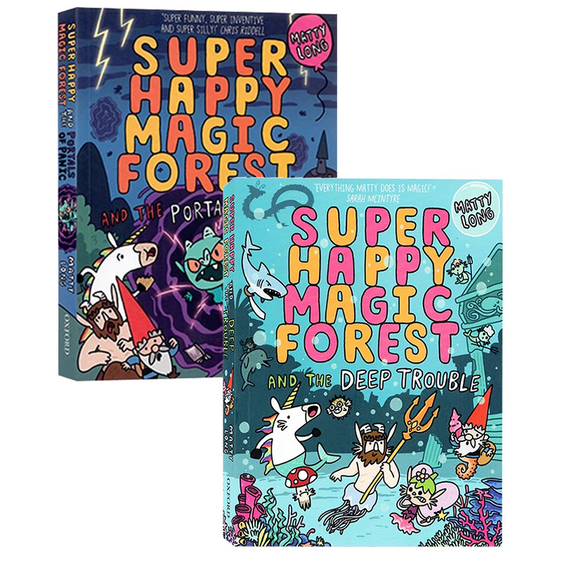 超级快乐魔法森林2册 英文原版漫画小说 Super Happy Magic Forest 恐慌之门深深的烦恼青少年奇幻幽默搞笑 课外读物章节小说平装