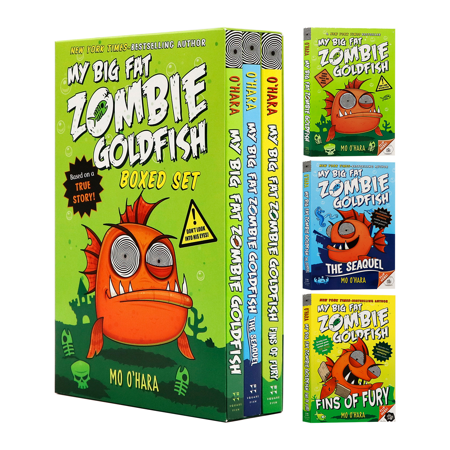 大胖丧尸金鱼系列1-3册盒装 英文原版 My Big Fat Zombie Goldfish 纽约时报畅销儿童搞笑插画章节书 少儿课外阅读桥梁小说 平装