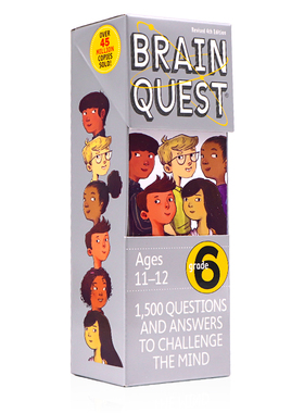 Brain Quest Grade 6 大脑任务智力开发卡片6年级 英文原版 美国全科智力问答11-12岁儿童小学生全科练习获奖系列美国进口教材教辅