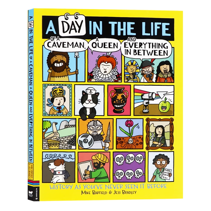 地球上的爆笑历史 英文原版漫画 A Day in the Life of Caveman Queen History 儿童幽默漫画历史趣味科普百科知识读物图画书
