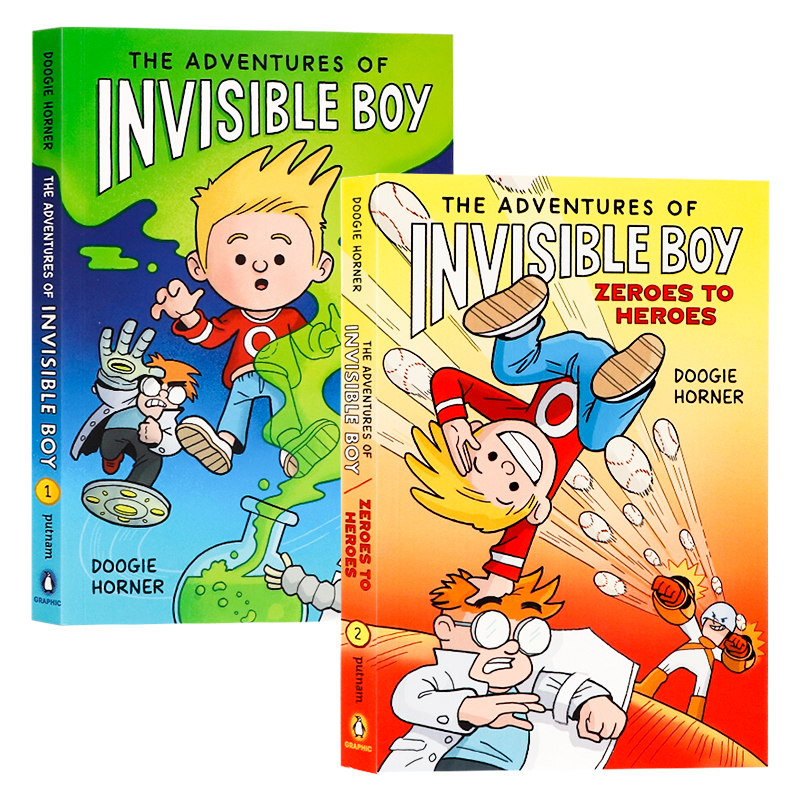 隐形男孩历险记2册 英文原版漫画 The Adventures of Invisible Boy  A Graphic Novel 青少年超级英雄冒险故事桥梁书 趣味读物