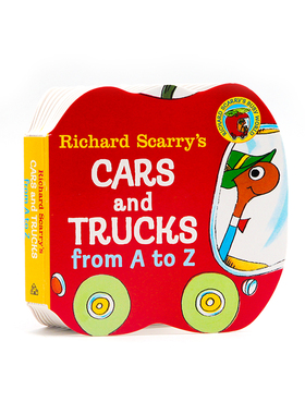 英文原版 Richard Scarry's Cars and Trucks from A to Z纸板书 幼儿字母入门从A到Z 手掌口袋书 斯凯瑞 儿童英语启蒙认知