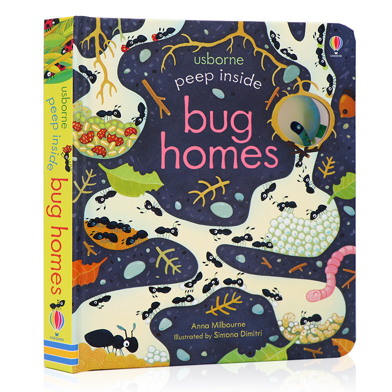 Usborne偷偷看里面 虫穴 Peep Inside Bug Homes 英文原版绘本 儿童昆虫科普 自然世界 洞洞书 科普纸板翻翻书 启蒙学习