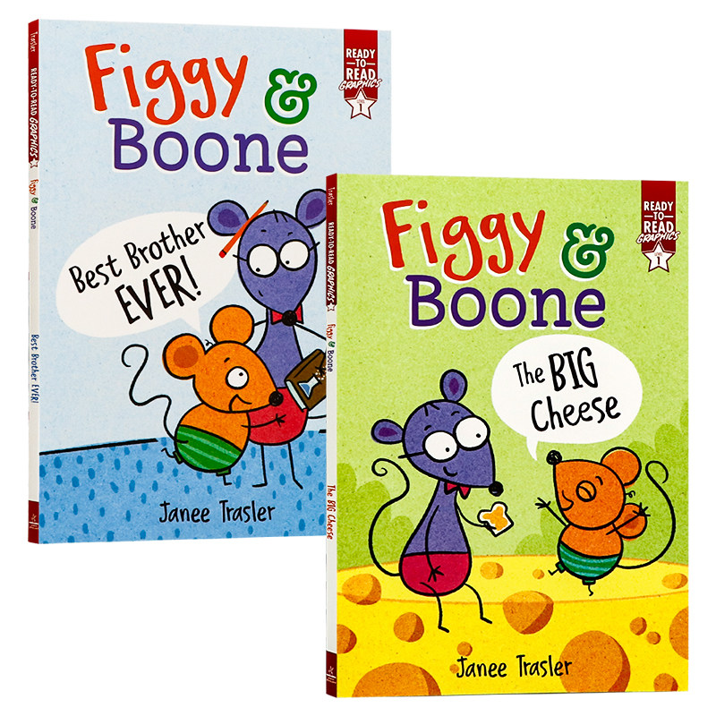 Ready To Read漫画分级阅读1级 Figgy and Boone 费吉和布恩系列2册 英文原版 永远的好朋友 大奶酪 儿童幽默搞笑桥梁漫画书