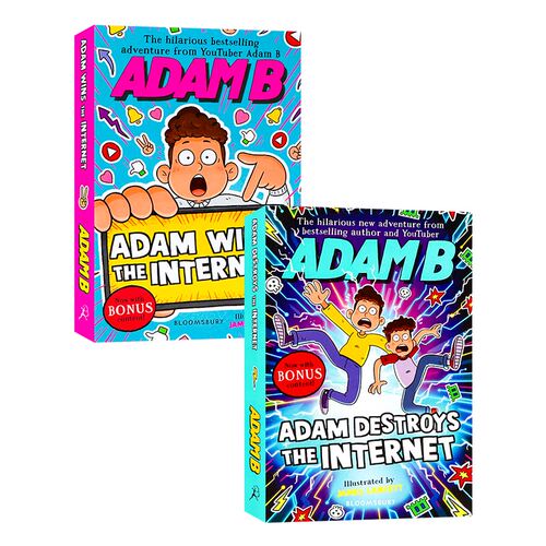 亚当玩转互联网2册 英文原版 Adam Wins the Internet 爆笑成长小说 青少年网络主题课外读物儿童幽默冒险故事 Adam B