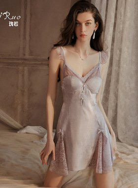 新款睡衣性感露背加胸垫吊带裙外袍家居服套装C4424