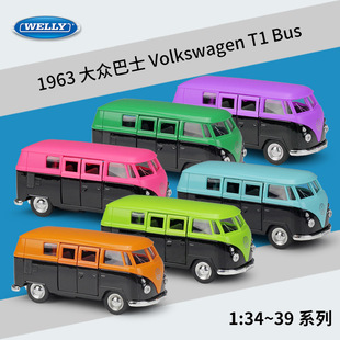 新款 1963 Bus巴士仿真合金汽车模型车玩具 威利1：36大众