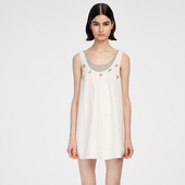 夏季 HERLIAN 女士假两件钉珠背带连衣裙吊带裙子 迪丽热巴同款