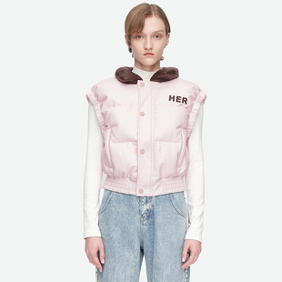 女士皮质羽绒马甲外套背心 新品 HERLIAN 秋冬