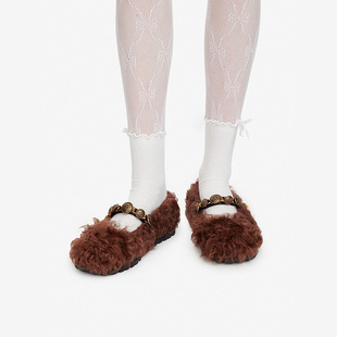 HERLIAN 新品女士链条扣毛毛鞋