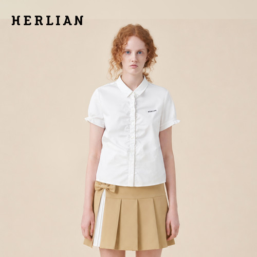 HERLIAN秋季新品泡泡袖修身衬衫