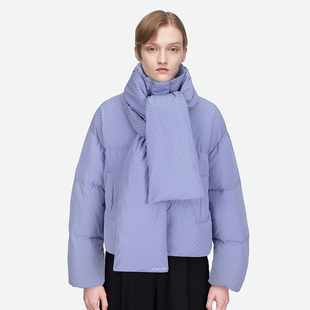 HERLIAN 秋冬新品小众设计感短款女士围脖logo面包羽绒服 外套