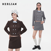 女士绵羊毛套装 格纹蝴蝶结 2025年秋季 新品 沈月同款 HERLIAN