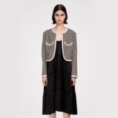 小香风外套 HERLIAN春夏新品 小众格纹羊毛拼边短裤 女