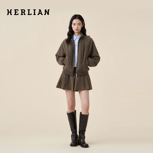 HERLIAN复古学院风百褶短裙