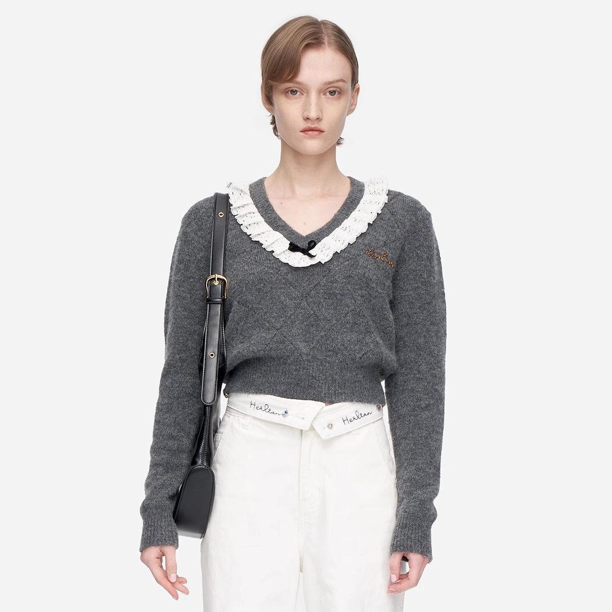 v领毛衣圆领毛衣套头羊毛