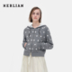 HERLIAN 波点撞色连帽女士针织外套连帽拉链开衫 2026年春季 新品