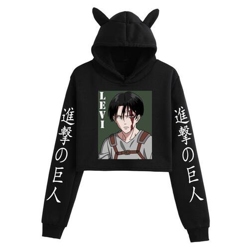 外贸新款ATTACK ON TITAN进击的巨人  猫耳朵卫衣女连帽hoodie