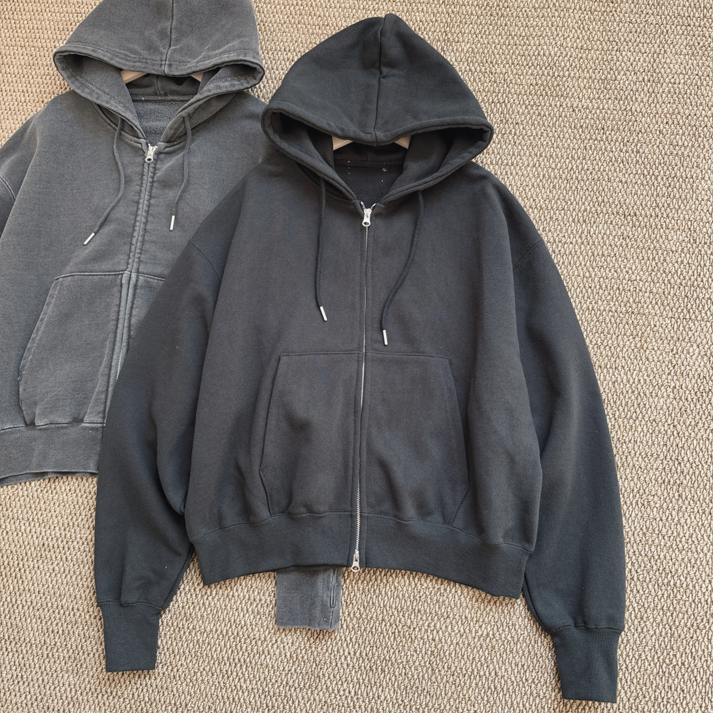 thumbnail for A551 Japanese-Style Washed Vintage Zipper Sweatshirt Retro Hoodie Loose Jacket