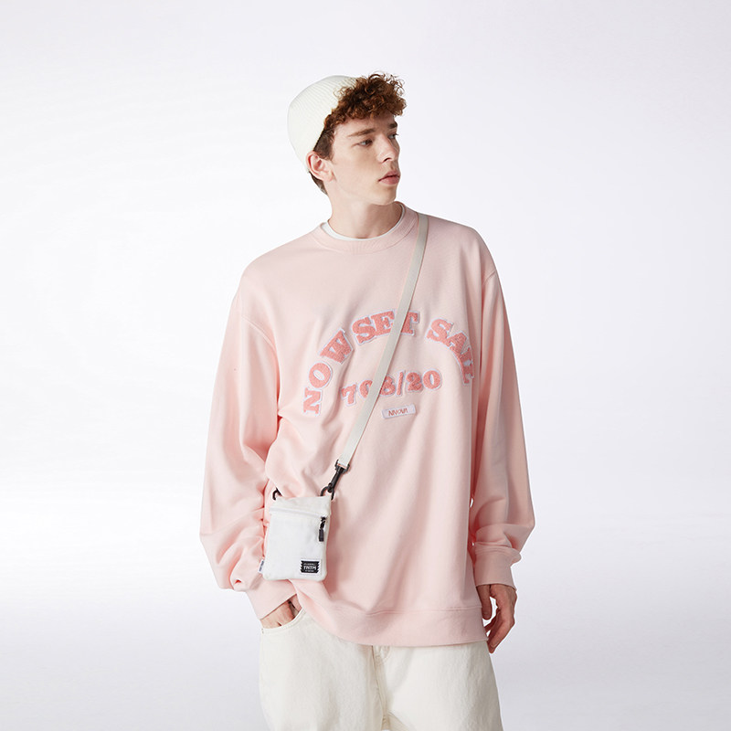 高瀚宇同款NNOVA20FW国潮街头植绒字母情侣长袖宽松男女百搭卫衣