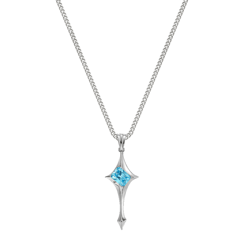 mfow镀金锆石镶嵌十字架项链女