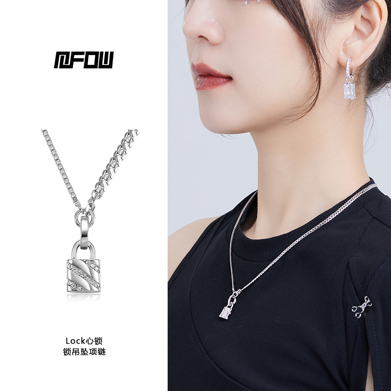 mfow锆石镀金女锁高级感