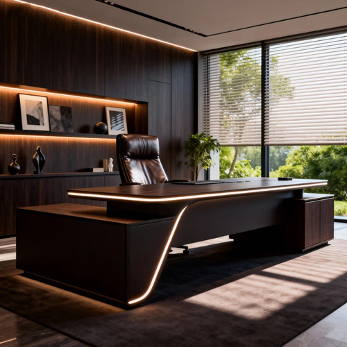 高端定制黑胡桃木办公桌酒店民宿宋式美学主管桌设计师同款大班台