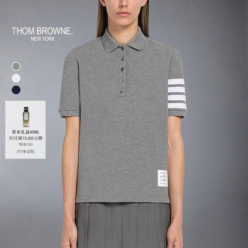 [3期免息][线上专享]THOM BROWNE 男女同款短袖POLO衫,女装/女士精品,POLO衫,淘宝优惠券,粉丝福利购,淘宝优惠卷