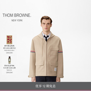 [12期免息][冬季新品]THOM BROWNE新品男士宽松罗缎臂环大衣外套