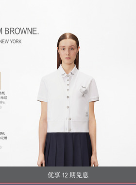 [12期免息][春季新品]THOM BROWNE女士网球拍刺绣棉质针织V领开衫