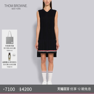 女士条纹纯棉无袖 BROWNE THOM 网球连衣裙 五折优惠