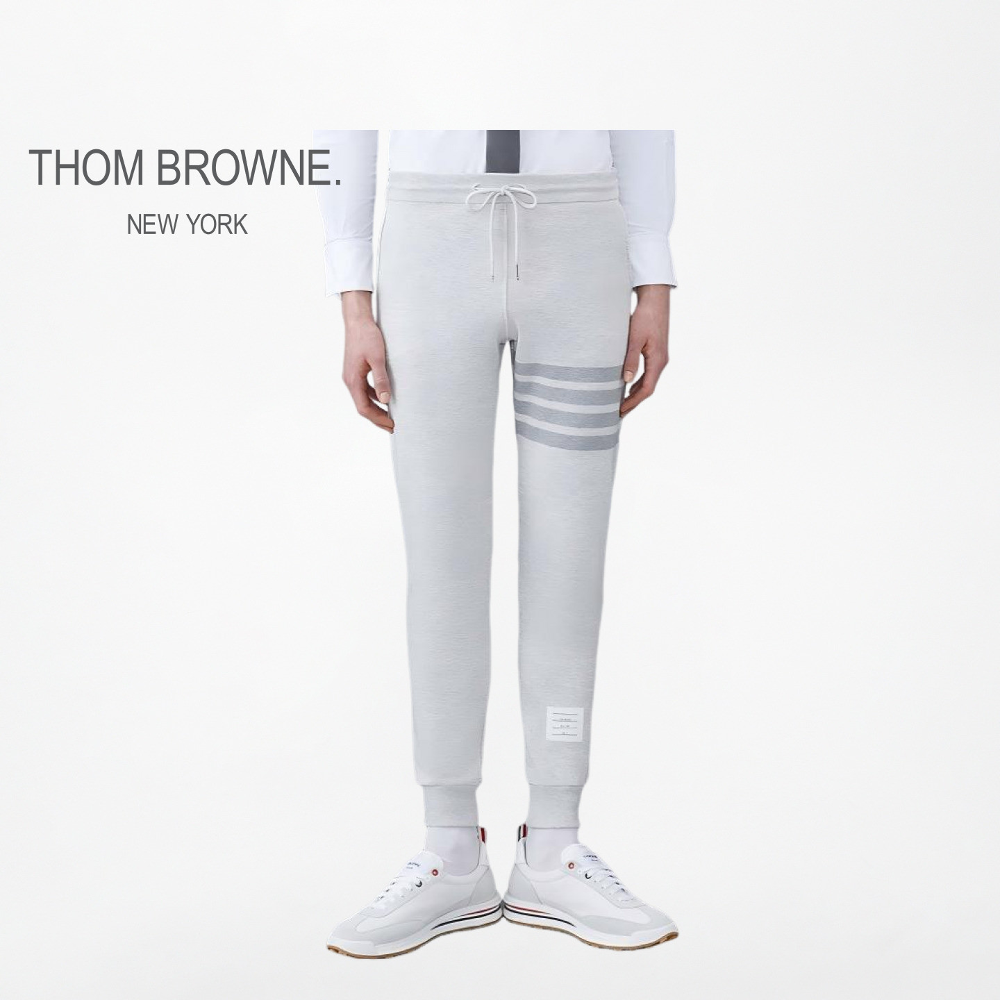 THOM BROWNE 男士经典四条纹卫裤 - 实物图