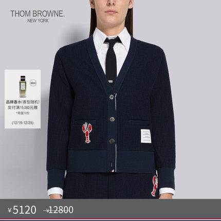 [秋冬优惠]THOM BROWNE 女士格纹亮片V领针织衫开衫
