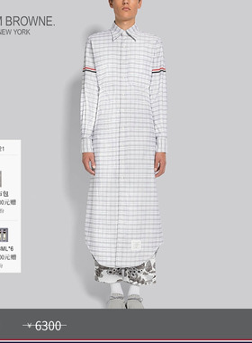 [春夏优惠]THOM BROWNE 格纹牛津臂环饰衬衫裙