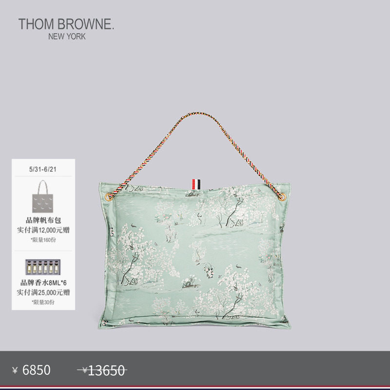 [春夏优惠]THOM BROWNE 印花丝绸枕式手包