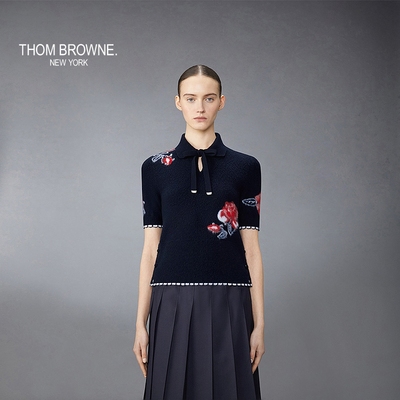 [秋冬优惠]THOM BROWNE 女士羊毛磨边POLO衫