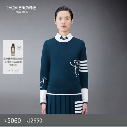 [秋冬优惠]THOM BROWNE 女士四条纹HECTOR羊毛套头衫毛衣薄款