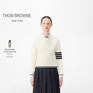 [6期免息]THOM BROWNE 女士经典四条纹羊毛圆领毛衣套头衫