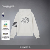 羊毛经典 BROWNE THOM 玫瑰嵌花四条纹拉链连帽衫 24期免息