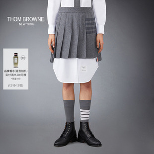 女士经典 BROWNE THOM 四条纹羊毛百褶裙短裙 6期免息